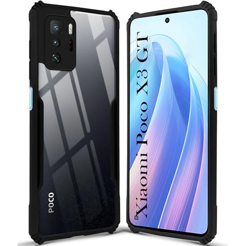 Image of Jkobi Back Cover Case for Xiaomi Poco X3 GT (Shockproof with Polycarbonate Clear Panel | Professional Black)