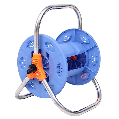 HOLIDYOYO Hose Storage Winder Portable Hose Reel with Durable Handle Easy Assembly Water Shelf for Garden Use Strong Buckle Design for Effortless Hose Organization