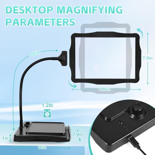 Image of Magnifying Glass with Light and Stand 50 Ultra-Bright LEDs Large Magnifying Lamp with Light Magnifying Glass on Stand Hand-Free with 360 Flexible Gooseneck for Close Work Reading Repair Crafts