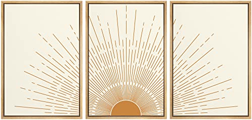 wall26-Framed-Canvas-Print-Wall-Art-Set-Mid-Century-Orange-Minimal-Shining-Sun-Galaxy-Nature-Abstract-Illustrations-Modern-Art-Bohemian-Decorative-for-Living-Room-Bedroom-Office-16x24x3-Natural