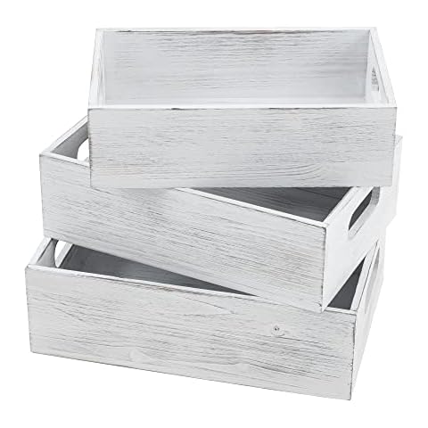Wooden Crate Stackable Decorative Wood Crates set of 3 for Storage Display Cover