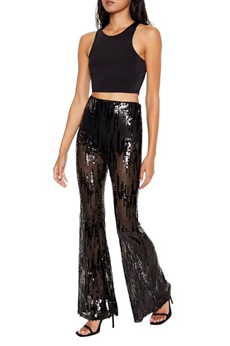 Forever 21 Women's Sequin High-Rise Flare Pants3