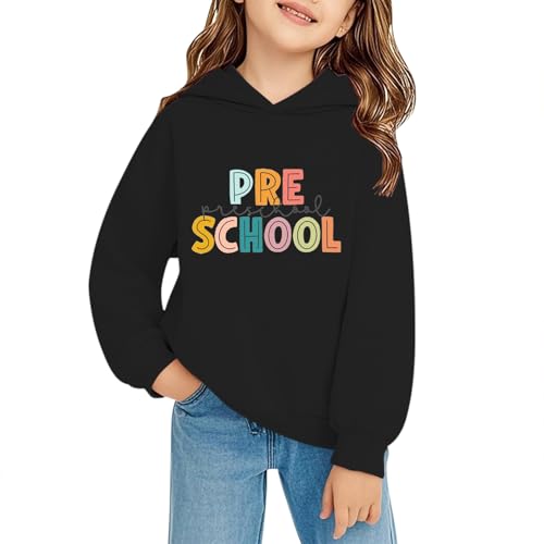 Preschool Graphic Sweatshirts with Hood First Day of Preschool Clothes Back to School Trendy Y2K Vintage Tee Tops