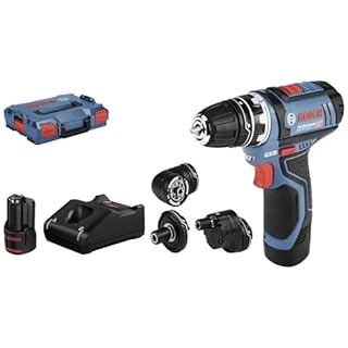 Bosch Professional 12V System Akku Bohrschrauber GSR 12V-15 FC - FlexiClick System (inkl. 2x 2.0Ah Akku, Ladegerät GAL 12V-40, 4x Aufsätze, L-BOXX)