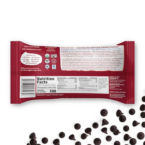 Pascha, Organic Chocolate Chips 100% Cacao Unsweetened, 8.8 Ounce