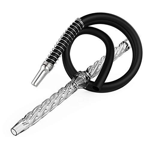 KMS Shisha Schlauch mit Mundstück - Glasmundstück Shisha 40 cm - Hochwertiges Shisha Mundstück aus Kristallglas – Bild 5