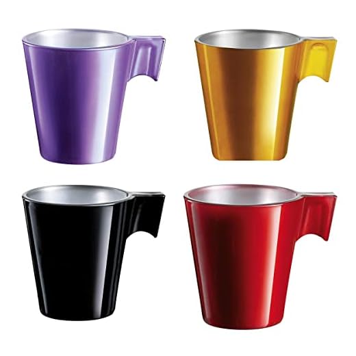 Luminarc Set 4 Tazas 8 cl Colores Surtidos Flashy Expresso (Coffe, Rosa, Mint y Caramelo). Resistentes a choques mecánicos y térmicos, Multicolor, 1.13 cm, 4 Unidades