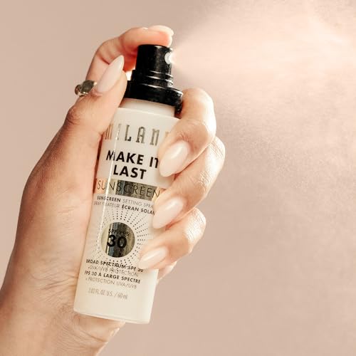 Image of Milani Sunscreen Setting Spray + Primer, Make It Last Sunscreen for Face- SPF 30 UVA & UVB Protection Antioxidant Rich Formula for Broad Spectrum Protection, Prime + Set + Protect, 2.02Fl. Oz