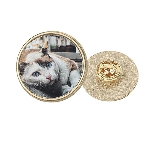 Broche chat dorée ronde en taille M, le cadeau idéal pour femme