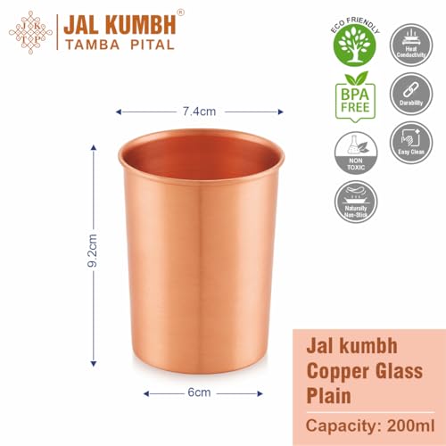 Image of Pure Plain Copper Glasses,Pure Tamba Glass for Drinking & Serving Water Tumbler-200 ML