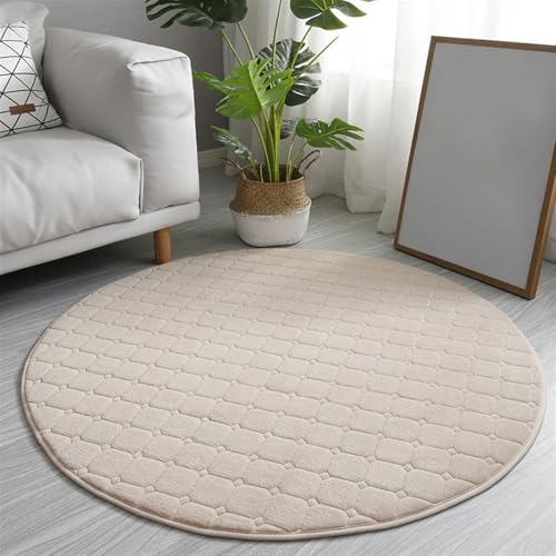 BESTORI Alfombra Salon Vellón de Coral Pelo Corto Alfombras de Habitacion Lavable y Antideslizante Carpet para Sala de Estar, Restaurante, Dormitorio, Marrón Claro, 80x80cm