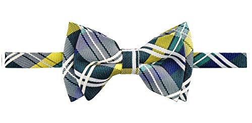 Retreez Boy's Suspender Bow Tie Set With Elegant Classic Plaid Check Woven Microfiber Pre-Tied Boy's Bow Tie - Dark Green, Yellow And Navy Blue Bow Tie With Navy Blue Suspender - 24 Months - 4 Years #TOP1