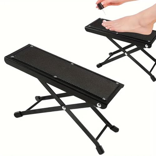 Portable Guitar Foot Stool 6-Position Height Adjustable Foot Rest Foldable Footstool Non Slip Guitar Stool Stand for Classical Guitar Suitable for Office and Home Music Singers