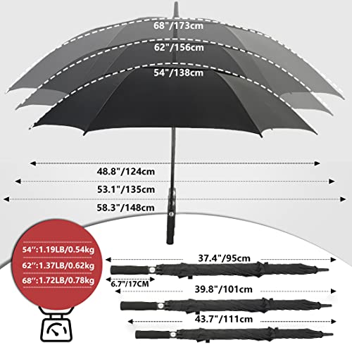 Llanxiry Umbrella Large Golf Umbrellas For Rain Windproof 54/62/68 Inch Automatic Open Double Canopy Oversized Vented Stick Umbrellas For Men And Women (Black/54In) #TOP4