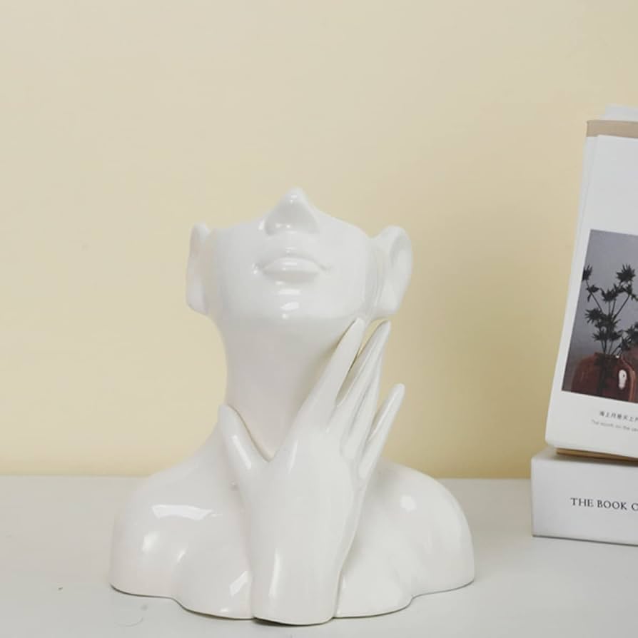 Amazon.co.jp: 陶器花器 花瓶 白 かびん 現代彫刻 フラワー