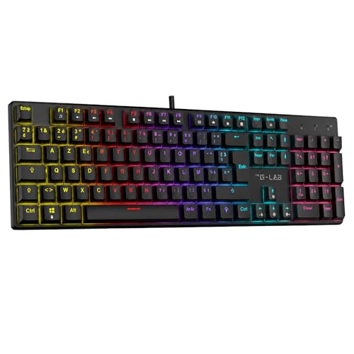The G-Lab – Keyz Radium – Clavier Gamer Filaire AZERTY – Clavier Mecanique Switchs Rouges Linéaires, Anti-Ghosting 26 Touches, Rétroéclairage Rainbow 20 Modes – Compatible PC, PS5, PS4, Xbox