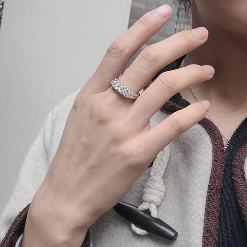 DovEggs Moissanite Half Eternity Band, Wedding Rings for Women, 0.6ctw GHI Color Lab Created Diamond 14k Gold Quality Sterling Silver Rings Moissanite Stackable Engagement Ring Anniversary Band4