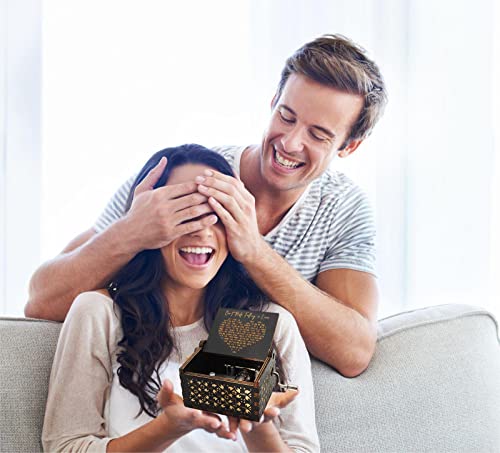 CAMKONG Can't Help Falling in Love Music Box, Birthday Gifts for Wife Girlfriend Women, Vintage Wooden Hand Crank Music Box, Christmas Valentine Wedding Anniversary Romantic Gift