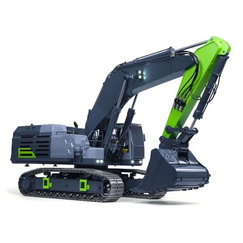 Image of RTR 1 /12 Remote Control Hydraulic Excavator 395F Heavy Duty Machine Metal 6CH Valves RC Digger Brushless Motor ESC Quick Coupler Hobby Grade Model for Ages 14+(Grren and Grey)