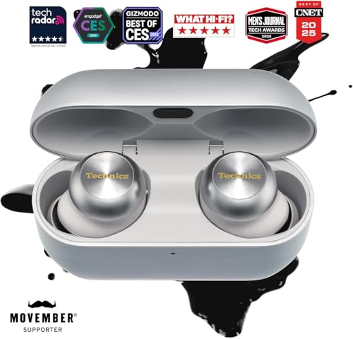 Image of Technics Reference Class Hi-Fi Wireless Ear Buds, Dolby Atmos with Head Tracking, Adaptive Noise Cancelling, 3 Device Multipoint, 10-Hr Battery, Wireless Charging, Improved Fit, EAH-AZ100-S(Silver)