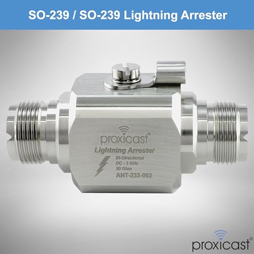 Image of Proxicast Coaxial Lightning Arrester /Suppressor with UHF SO-239 Female Connectors - Pro-Grade Coax Cable Surge Protector for RF, HF, VHF, UHF, CB, Ham, Two-Way Radio and Other Antennas (ANT-233-002)