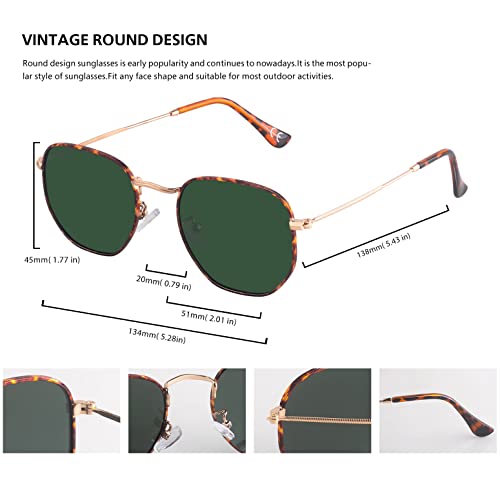 Image of Hipster Hexagonal Polarized Sunglasses Men Women Geometric Square Small Vintage Metal Frame Retro Shade Glasses