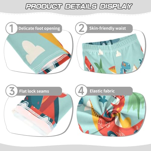 Toddler Girls Leggings Printed Yoga Pants Leggings Red Car Dinosaurs for Kids3