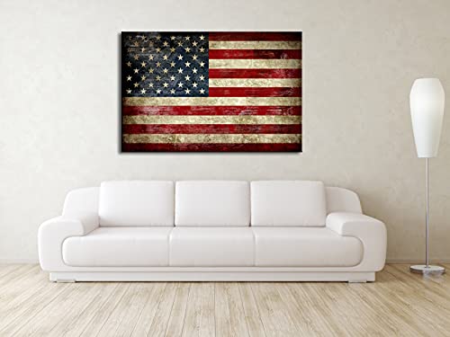 Image of Pyradecor Extra Large Old Vintage American Flag Canvas Prints Wall Art Pictures Paintings for Living Room Office Home Decorations Modern Abstract Landscape Artwork 32 inch x 48 inch