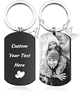 Easycosy Customized Keychain with Picture Personalized Keychains with Engraving Photo &amp; Text for ...