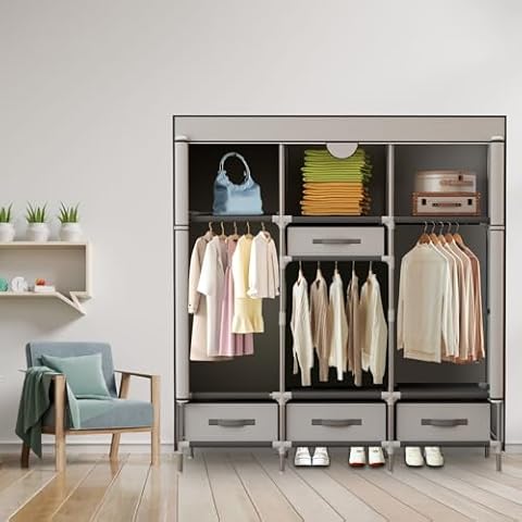 Temopow Canvas Wardrobe with Drawers Cover