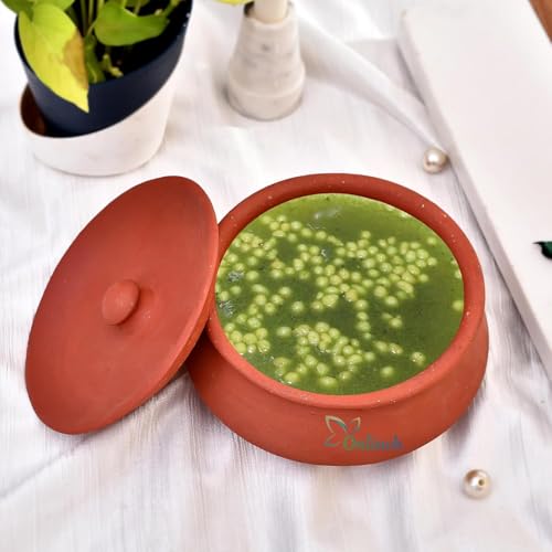 Image of Handmade Clay Curd Pot with Lid | Earthen Yogurt Setting Handi | Mitti Ki Dahi Jamane Ki Handi | Natural & Traditional (1000 Gram)