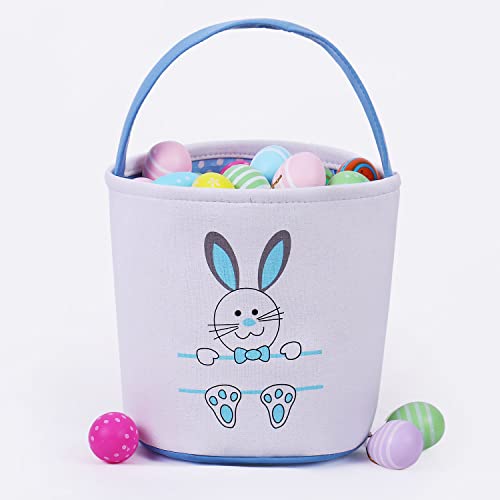 Image of Easter Bunny Baskets for Kids Empty Egg Hunt Bags, Rabbit Buckets with Handle for Carrying Candy Cute Stuffed Easter Festival Gifts