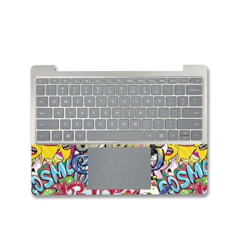 Image of MightySkins Carbon Fiber Skin Compatible with Microsoft Surface Laptop Go 3 (2023) Full Wrap Kit - Funky Graffiti | Protective, Durable Textured Carbon Fiber Finish | Made in The USA