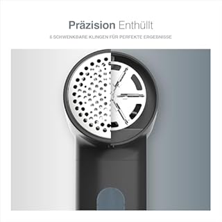 PORTENTUM Fusselrasierer Elektrisch – LED-Anzeige, 3 Stufen 9.000 U/Min, 6-Klingen-Kopf, 2 Std. Laufzeit, Fusselentferner USB-C Wiederaufladbar, Kompakt und Leistungsstark für Kleidung & Haushalt