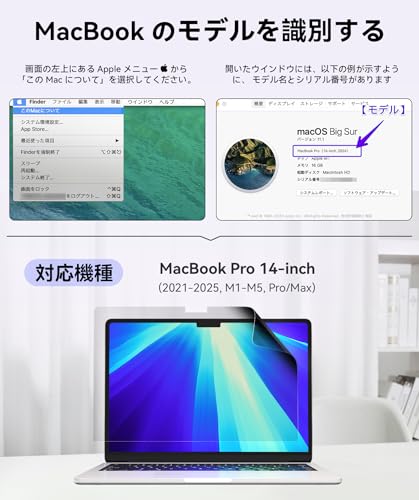 IPROKKO プライバシーフィルター, MacBook Pro 14インチ用 (2021-2024, M1/M2/M3/M4対応) の商品画像 4