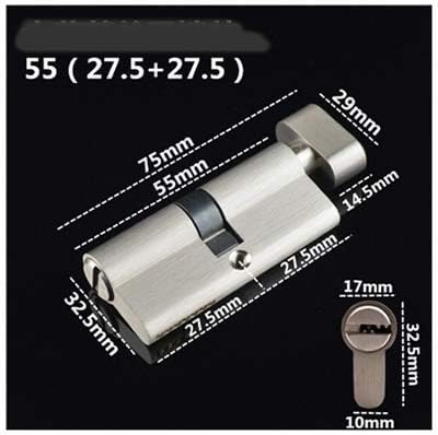 ドアロック サムターンシリンダーロック、ロックシリンダー 様々なサイズのドアロック シリンダーコア、5キー、高さ 32mm 片側オー