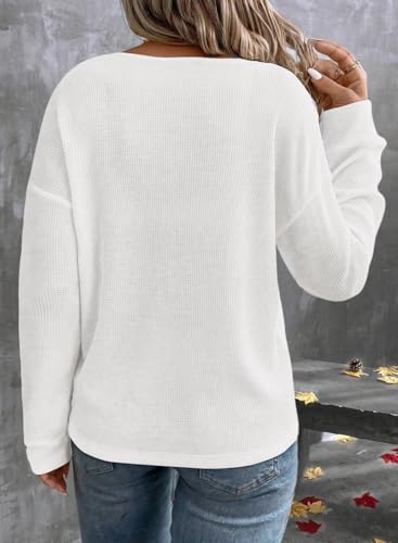 Eytino Plus Size for Women V Neck Long Sleeve Tee Shirts Loose Casual 2025 Fashion Outfits Clothes(1X-5X)2