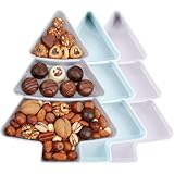 Bandeja Navideña en Forma de Árbol, 3 Piezas Plato de Navidad para Frutas y Snacks, Bandeja Para Servir Aperitivos y Repostería con Compartimentos, Ideal Para Fiestas Familiares Navidad Celebraciones