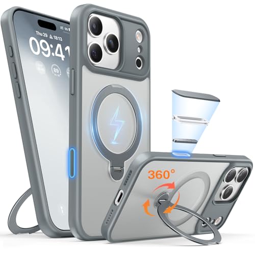 �y2026�ŐV�i���E��_360°��]�X�^���h�zPeerock iPhone 17 Pro �p�P�[�X MagSafe�Ή� �c�����Ή� �p�x���R���� �J�����R���g���[���{�^�� �ČRMIL�K�i �����J�����ی� �ϏՌ� ���ϋv�� ���C�����X�[�d�Ή� �������}�b�g 