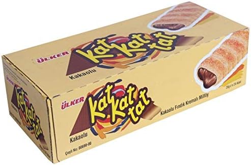 Ulker Kat Kat Tat Puff Pastry With Hazelnut Flavoured Cocoa Cream Filling 25 Gr (72 Pack )