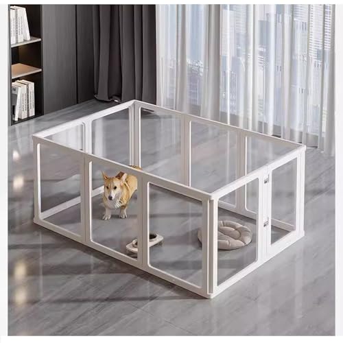 クリア犬ベビーサークル、犬用アクリルベビーサークル、子犬用出産ボックス、ドア付き家庭用屋内犬ペットゲート、ウォークスルードア付き折りたたみ式犬フェンス、簡単組み立て(H60CM,A-4 Panel)のサムネイル