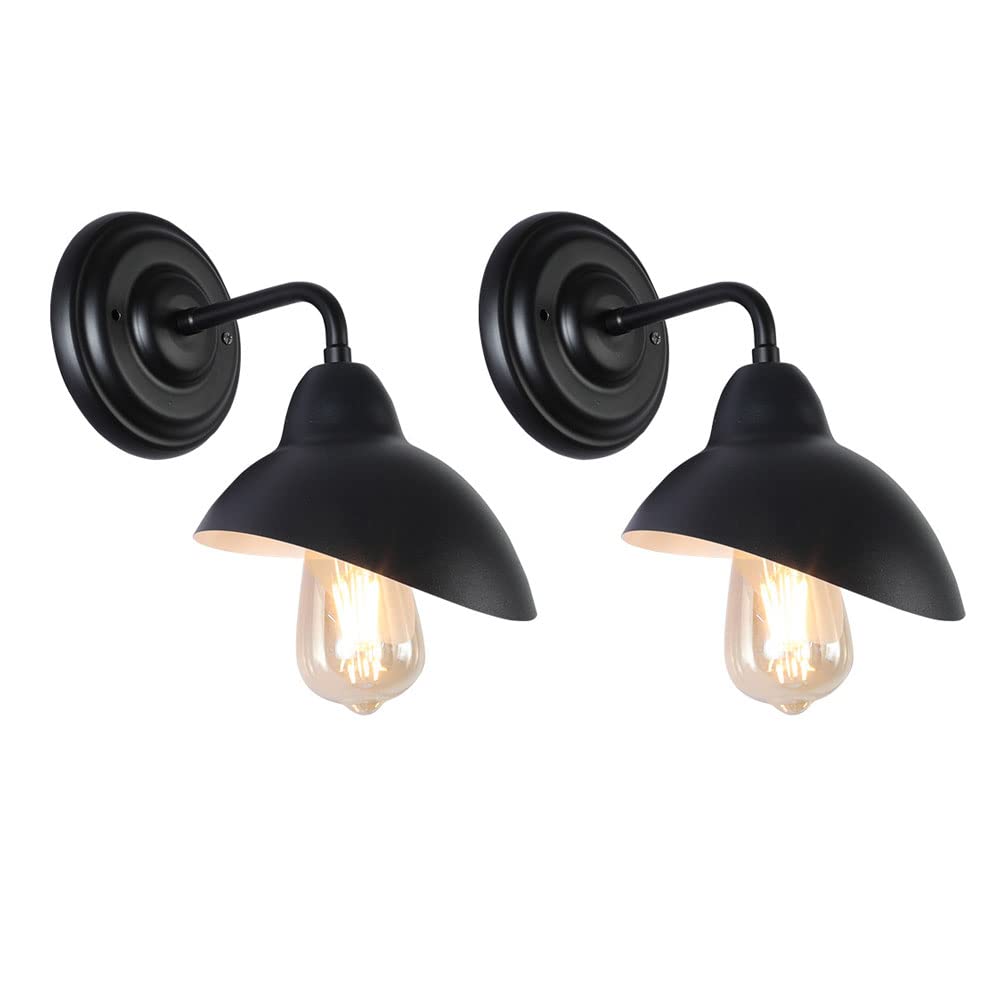 SXSCARKX 2 Pack Wall Lamp Vintage Sconce Black Gooseneck Mount Light, Retro Industrial Headboard Lighting Fixture, E27 Lamps for Living Room Bedroom Bedside Loft
