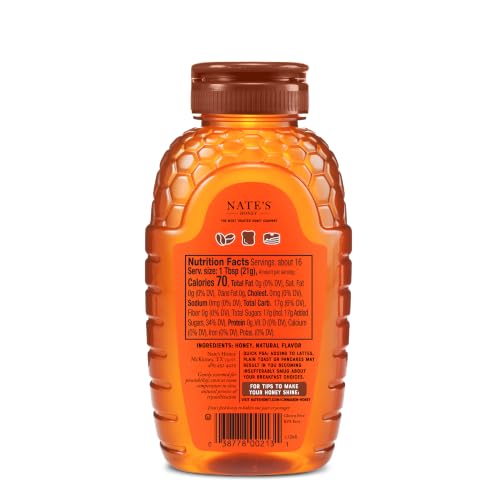 Image of Nate's Cinnamon Honey - 12 oz Squeeze Bottle | Made with 100% Pure Honey and Cinnamon - Perfect for Breakfast, Coffee, Toast, and Pancakes