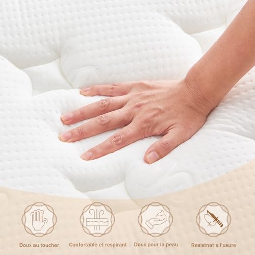 Matelas hybride 140x200 7 zones ressorts ensachés Hiepunos
