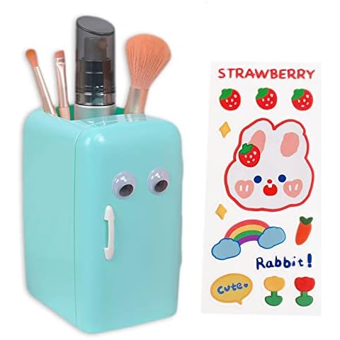 BieFuSin Cute Refrigerator Pencil Holder,Cartoon Pen Holder with Sliding Drawers for Kids,Kawaii Pen Pot Makeup Brush Holder for Desk Accessories for Home Office Supplies Organizer (Green) Cover