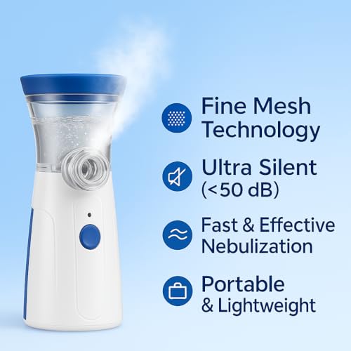 Image of Portable Nebulizer & Humidifier for Baby & Adults | Compact, Silent, Self-Cleaning Machine with Long Battery Life | Effective for Asthma, Cough, Sinus & Allergy Relief at Home