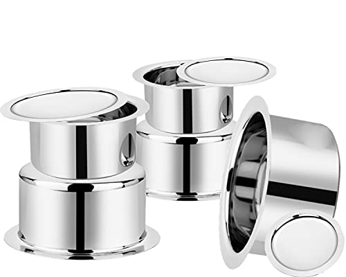 Image of BLeaf Stainless Steel-Flat Bottom Tope with Lid /Heavy Guage Tope with Lid (Pack of 5) (0.5L, 1L, 1.5L, 2L, 2.5L)