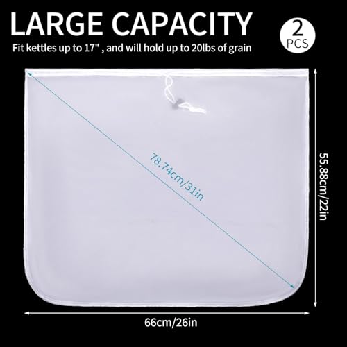 Miniatura 2 de 2 Bolsas De Filtro De 250 Micras, Reutilizables, Para Cerveza Casera, Bolsas Extragrandes Para Cerveza, Vino Y Zumo De Frutas 66 X 55,9 Cm