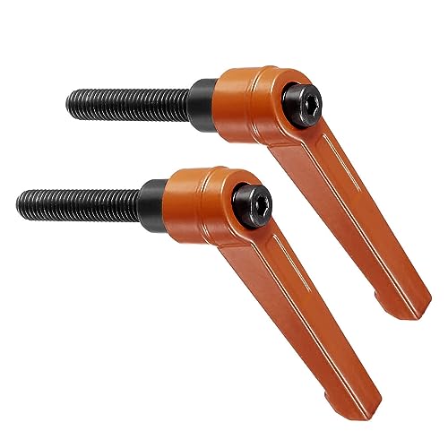 Image of Clamping Lever Handles, M8 X 40mm Male Thread, Adjustable Quick Release Locking Rotating Bolt Knobs Orange - (Applications: for Lathe Machinery), 2-Pieces