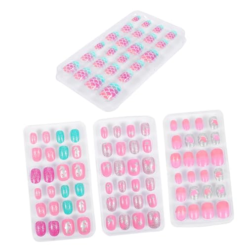 LOLIPPYY 96個箱 男の子女の子用け爪 カーデザイン プレスオンネイル 女の子向けマニ 用品 ネイルデコレーション